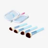 Set of makeup brushed in mesh pouch - 4 pcs