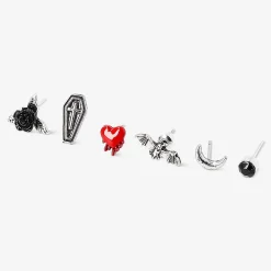 Set of stud earrings - Gothic designs - 6 pcs