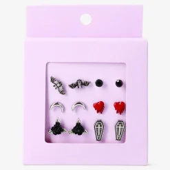 Set of stud earrings - Gothic designs - 6 pcs