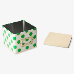 Square cake tin with green dots - 12x12 cm