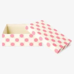 Storage box with pink polka dots - 14x20 cm