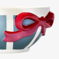 Striped bowl with embossed bow - 16 cm