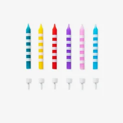 Striped cake candles. 12 pcs