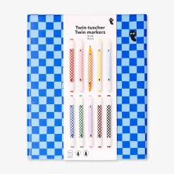 Twin markers with chequered print - 10 pcs
