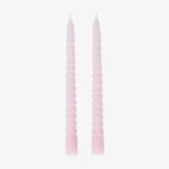 Twisted pink dinner candles - 4 pcs