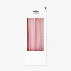 Twisted pink dinner candles - 4 pcs