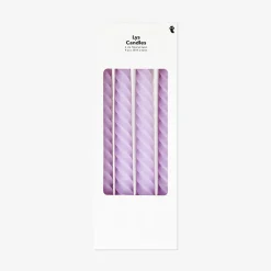 Twisted purple dinner candles - 4 pcs