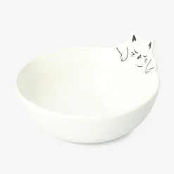 White bowl with cat - 15 cm