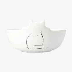 White bowl with cat - 15 cm