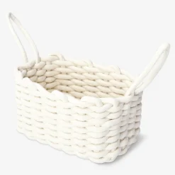 White braided rope basket - 25 cm