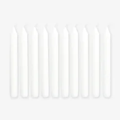 White dinner candle set - 10 pcs