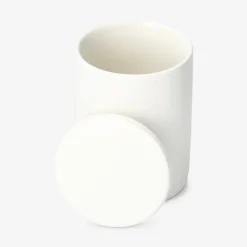 White organiser jar for cotton buds