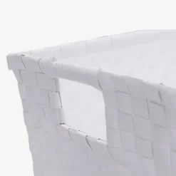 White Storage Basket in Braided Plastic