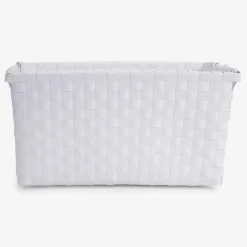 White Storage Basket in Braided Plastic