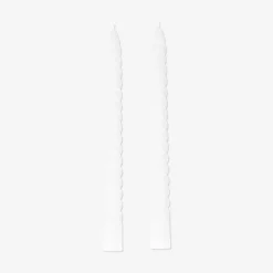 White twisted dinner candles - 4 pcs