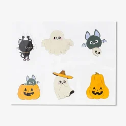 Window decorations with cute Halloween characters