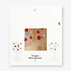 Wine glasses with strawberry print - 2 pcs