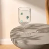 Wine glass with blue embossed flowers - 350 ml