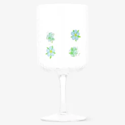 Wine glass with blue embossed flowers - 350 ml