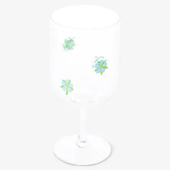 Wine glass with blue embossed flowers - 350 ml