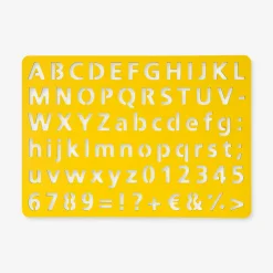 Wooden drawing stencil with letters and numbers