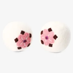 Wool laundry balls with flower motifs - 2 pcs