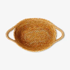 Woven basket with embroidered motif - 21x41 cm