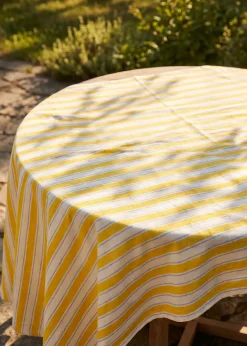 Yellow striped tablecloth - 140x220 cm