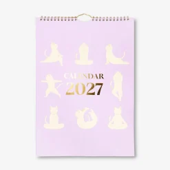 Yoga cat monthly calendar for hanging 2027